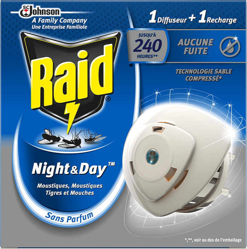 Raid Night & Day – elektryczny dyfuzor przeciw komarom i muchom z 240-godzinną ochroną