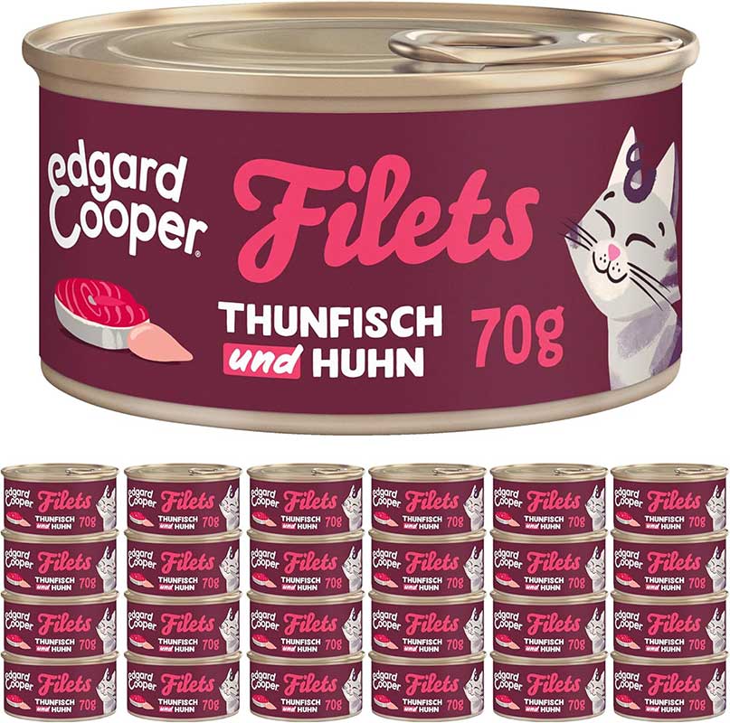 Edgard & Cooper mokra karma dla kotów – filety z tuńczyka (24 × 70 g)