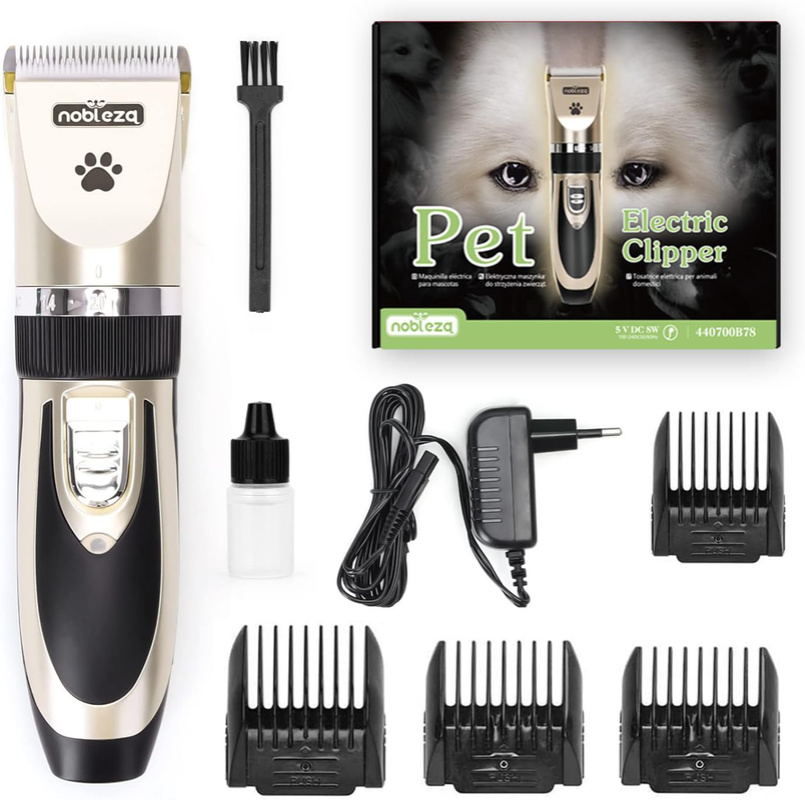 Nobleza – cicha, bezprzewodowa maszynka do strzyżenia psów (akumulatorowa, zestaw do pielęgnacji)